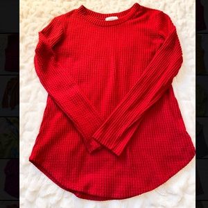 Waffle Knit Rounded Bottom Long Sleeve